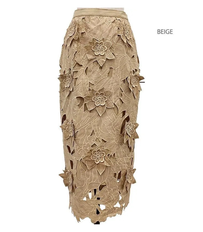 【Adonisis】フラワーモチーフレースタイトスカート★☆250312