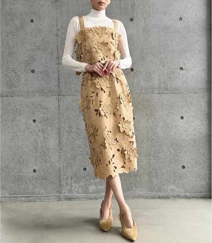 【Adonisis】フラワーモチーフレースタイトスカート★☆250312