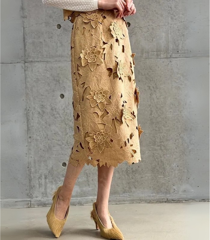 【Adonisis】フラワーモチーフレースタイトスカート★☆250312