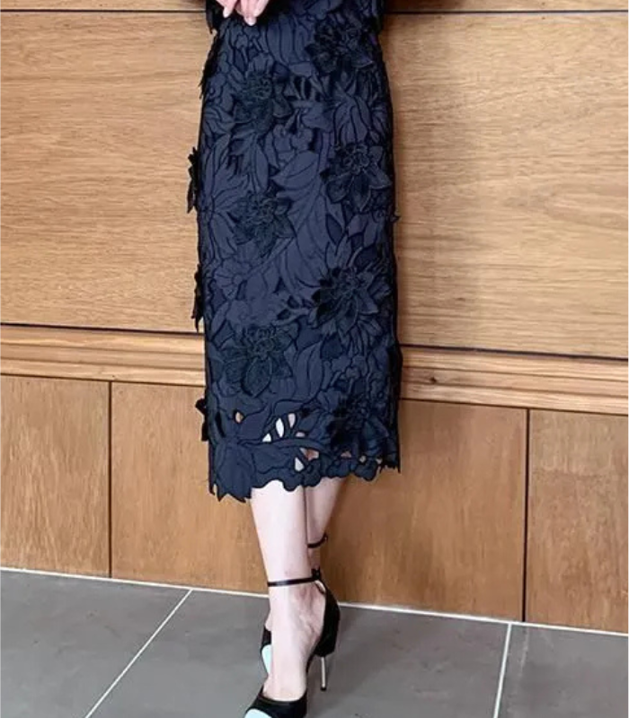 【Adonisis】フラワーモチーフレースタイトスカート★☆250312