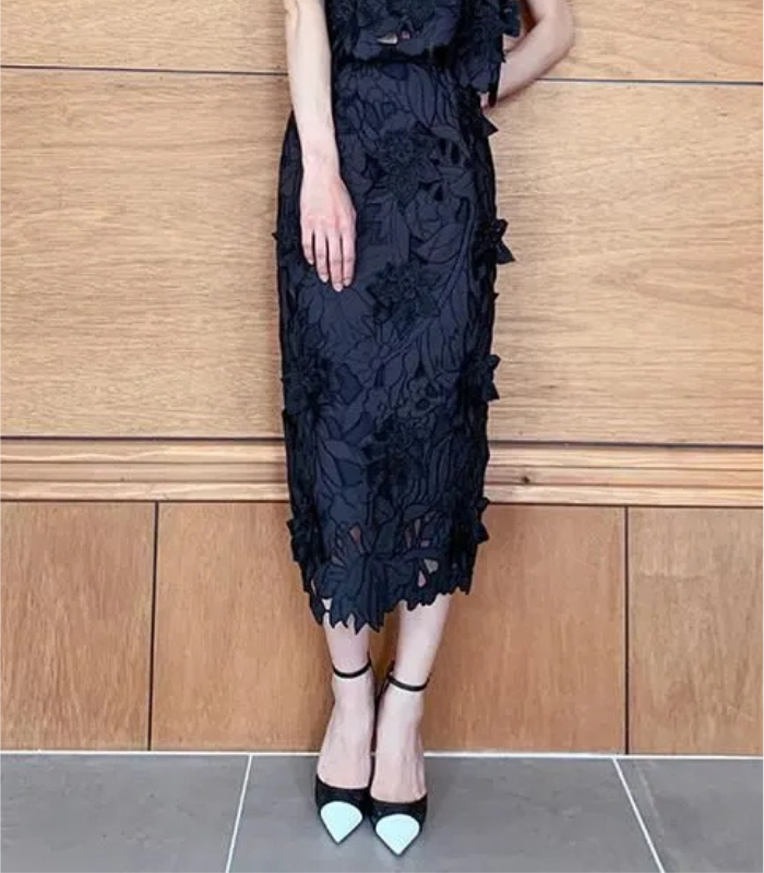 【Adonisis】フラワーモチーフレースタイトスカート★☆250312