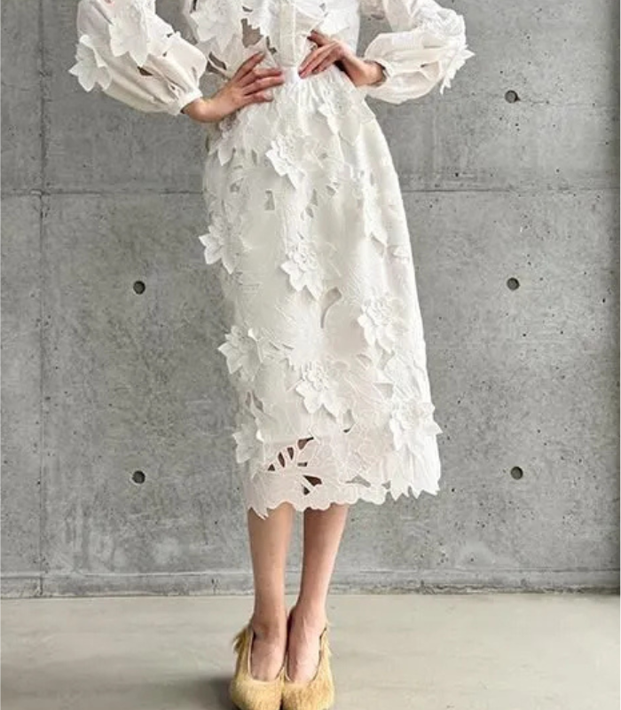 【Adonisis】フラワーモチーフレースタイトスカート★☆250312