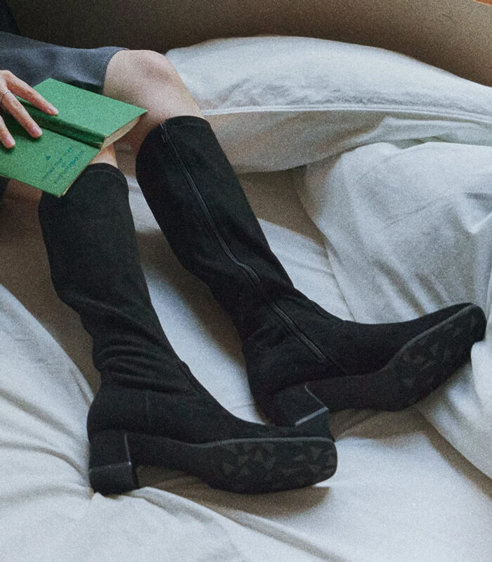 【PARADIS COULEUR】スクエアトウ撥水ストレッチロングブーツ★☆353211