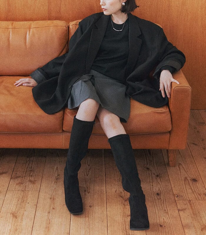 【PARADIS COULEUR】スクエアトウ撥水ストレッチロングブーツ★☆353211