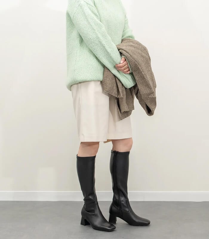 【PARADIS COULEUR】スクエアトウ撥水ストレッチロングブーツ★☆353211