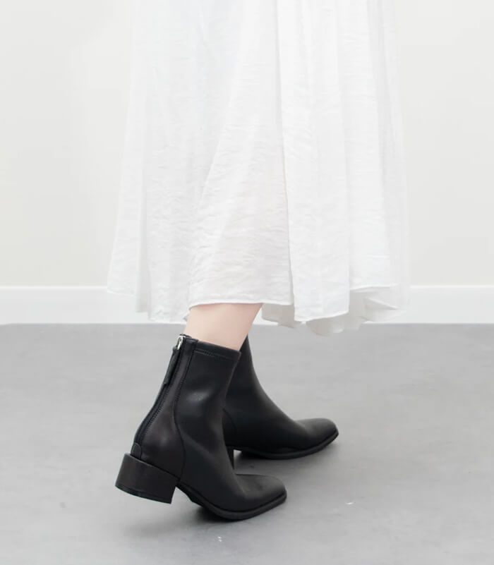 【PARADIS COULEUR】スクエアトウバックジップストレッチブーツ★☆353031