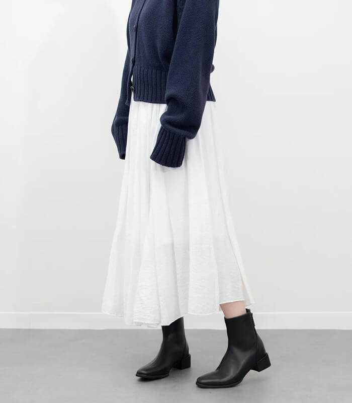 【PARADIS COULEUR】スクエアトウバックジップストレッチブーツ★☆353031