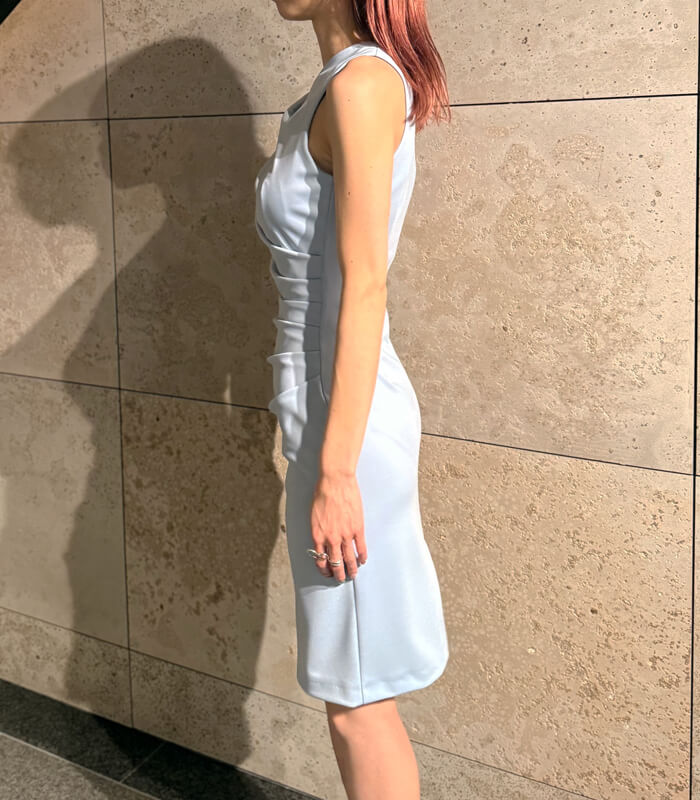 【RINASCIMENTO】アシメネックサイドタックタイトワンピース★ITRIN127684