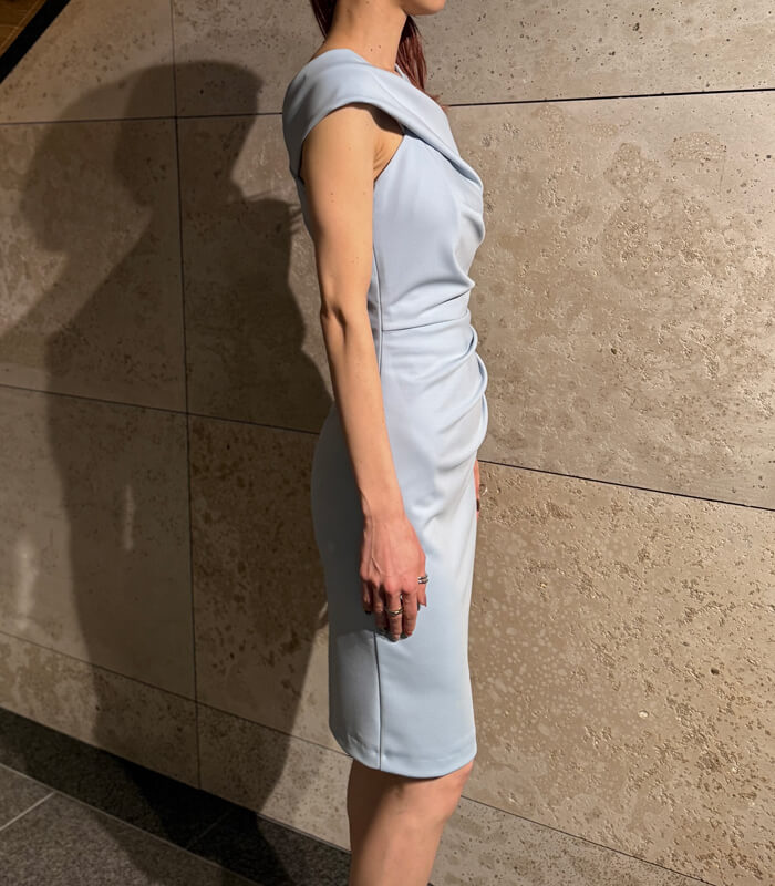 【RINASCIMENTO】アシメネックサイドタックタイトワンピース★ITRIN127684