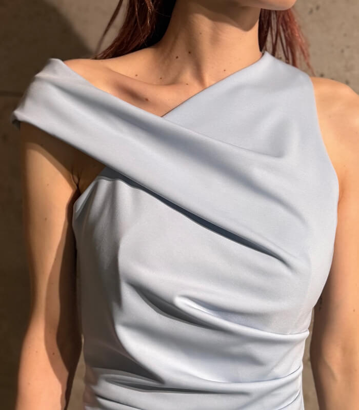 【RINASCIMENTO】アシメネックサイドタックタイトワンピース★ITRIN127684