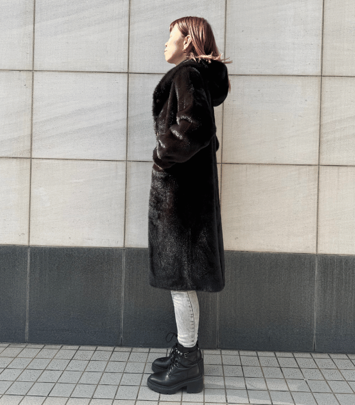 【Rinascimento】フード付きエコファーミドル丈コート★☆ITRIN122225