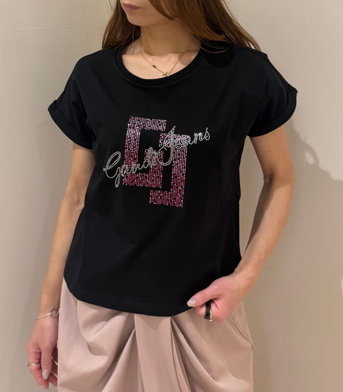 【GAUDI】ロゴ入りラインストーンTシャツ★☆IT611BD64046