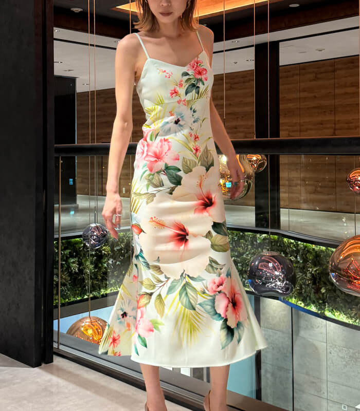 【Rinascimento】フラワー柄マーメイドワンピース★RIN19961