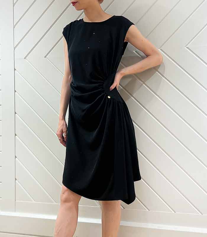 【SALE】【Rinascimento】ビジューサイドギャザーワンピース●RIN120279