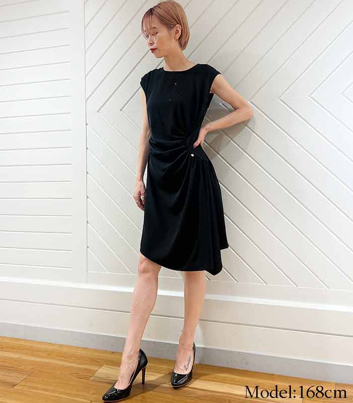 【SALE】【Rinascimento】ビジューサイドギャザーワンピース●RIN120279