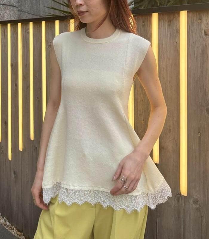 【GALENA】レースヘムニットTOPS★☆70060-5104