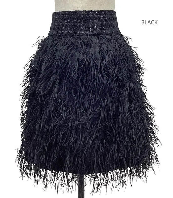 【Adonisis】オーストリッチフェザージャガードミニスカート★☆250307