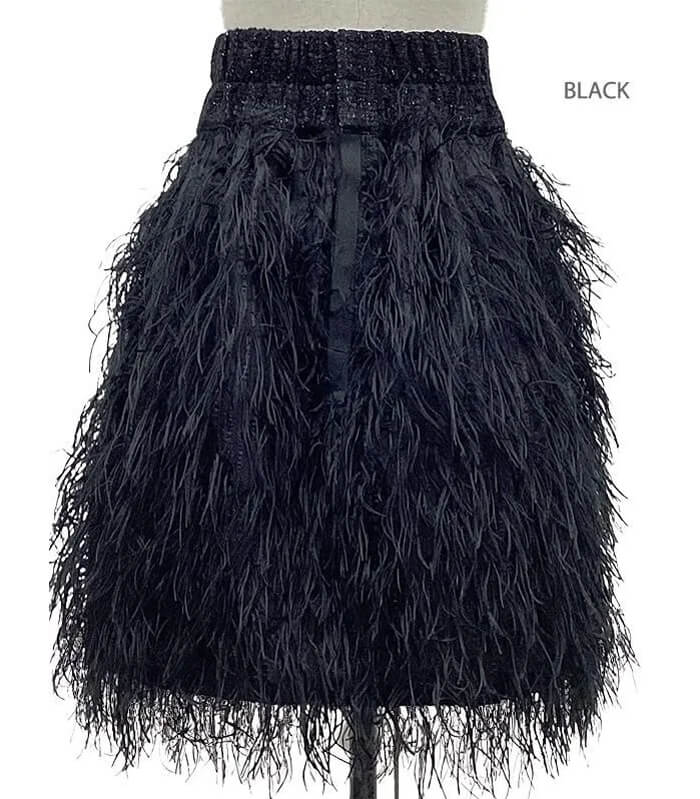 【Adonisis】オーストリッチフェザージャガードミニスカート★☆250307