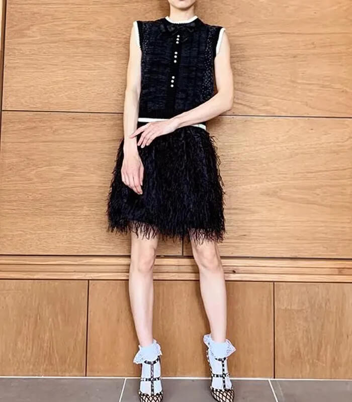 Adonisis】オーストリッチフェザージャガードミニスカート