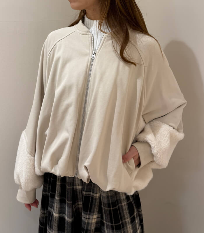 【LUGIVA】裏毛×ボア切り替えブルゾン★402579