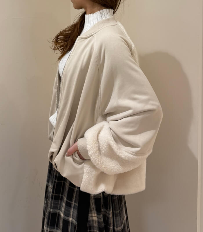 【LUGIVA】裏毛×ボア切り替えブルゾン★402579