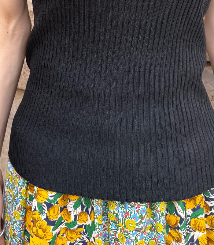 【RINASCIMENTO】デコルテ透け感ノースリリブニットTOPS★☆ITRIN12239