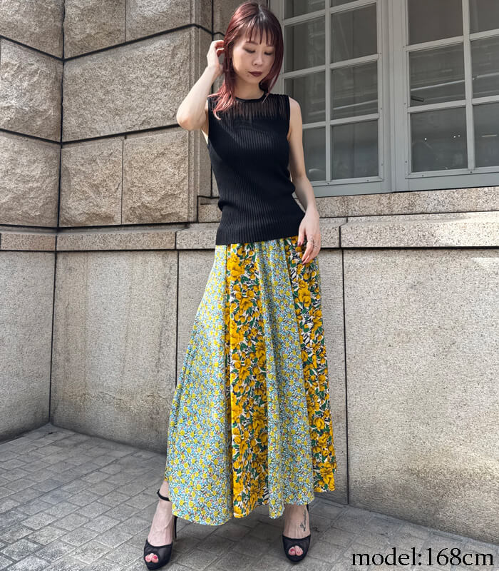 【RINASCIMENTO】デコルテ透け感ノースリリブニットTOPS★☆ITRIN12239