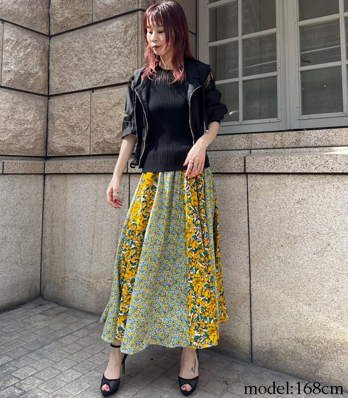 【RINASCIMENTO】デコルテ透け感ノースリリブニットTOPS★☆ITRIN12239