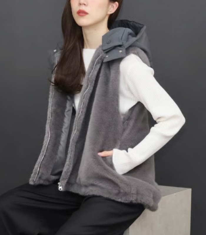 【MARIED'OR】上質ミンク調2wayファーベスト★☆57129