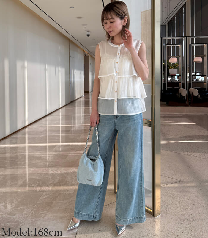 【GALENA】ティアードフリルシアーノースリーブブラウス★☆70050-4161