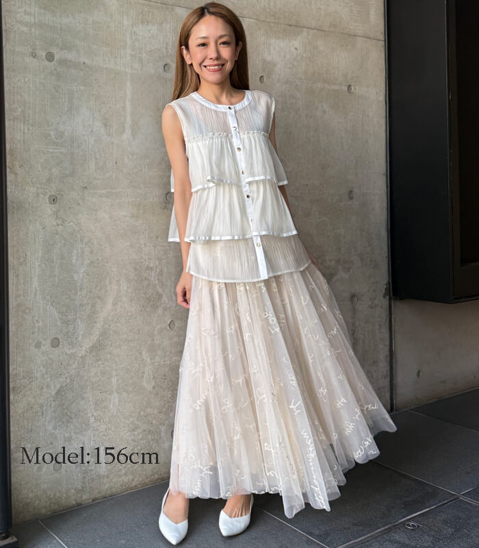 【GALENA】ティアードフリルシアーノースリーブブラウス★☆70050-4161