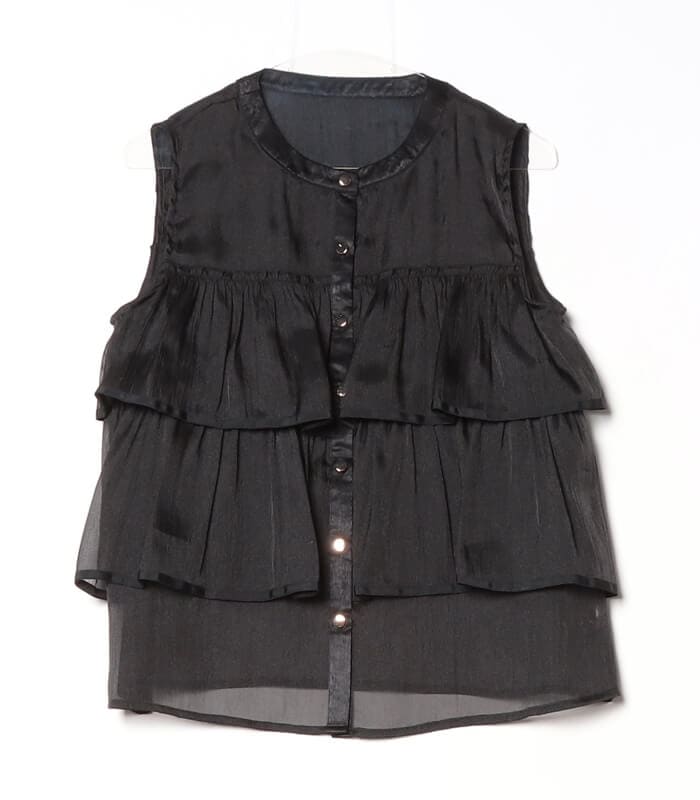 【GALENA】ティアードフリルシアーノースリーブブラウス★☆70050-4161