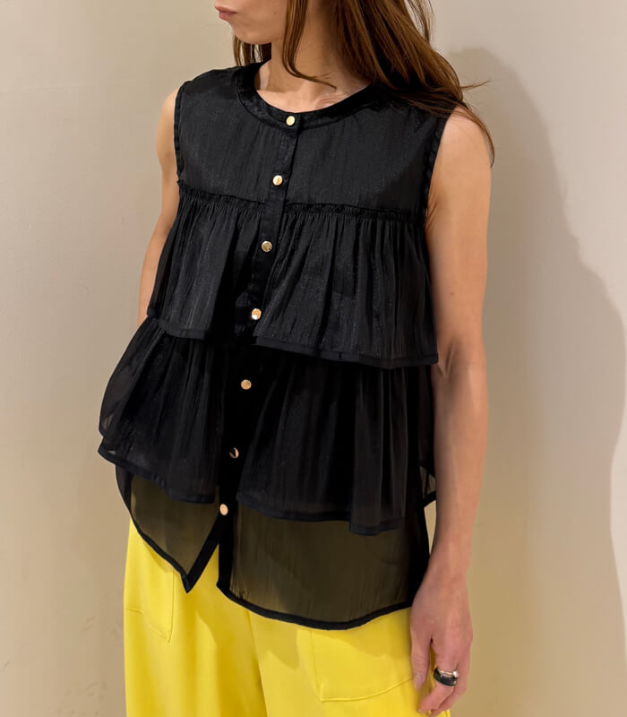 【GALENA】ティアードフリルシアーノースリーブブラウス★☆70050-4161