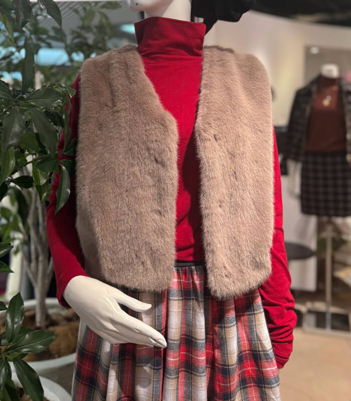 【MARIED'OR】上質ミンク調ファーVネックバルーンベスト★☆57131