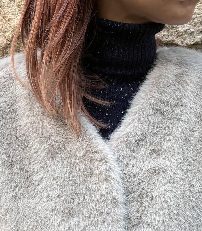 【MARIED'OR】上質ミンク調ファーVネックバルーンベスト★☆57131