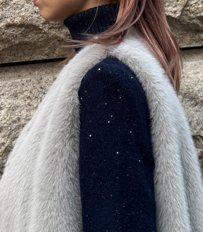 【MARIED'OR】上質ミンク調ファーVネックバルーンベスト★☆57131