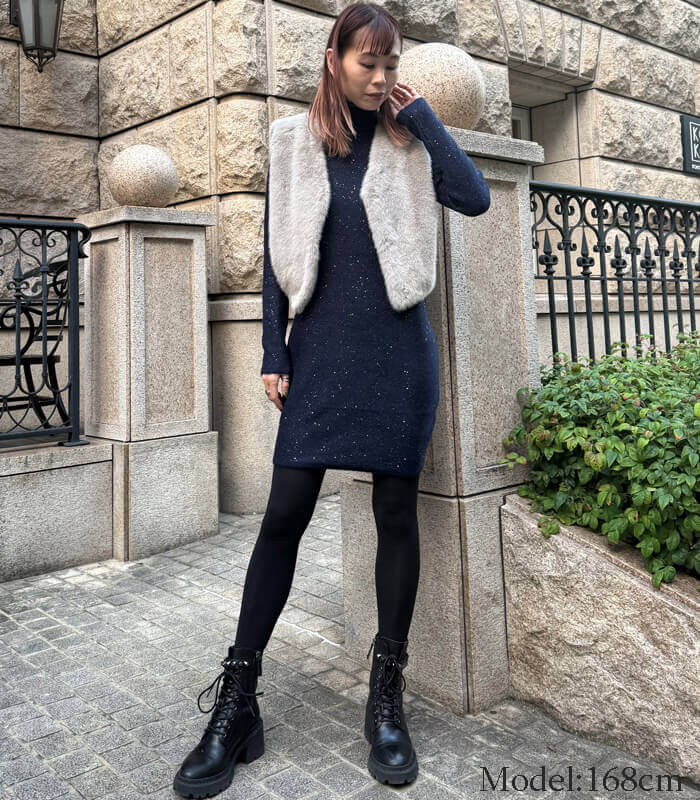 【MARIED'OR】上質ミンク調ファーVネックバルーンベスト★☆57131