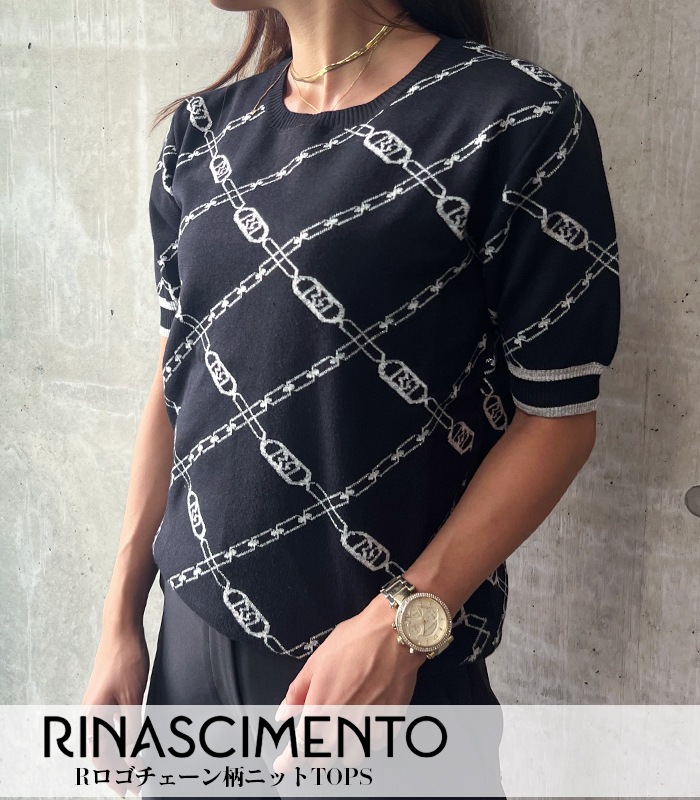 SALE】【Rinascimento】Rロゴチェーン柄ニットTOPS▽RIN11632 | WEAR 