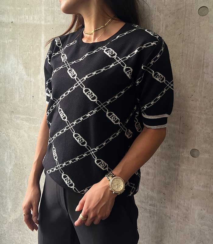 SALE】【Rinascimento】Rロゴチェーン柄ニットTOPS▽RIN11632 | WEAR 