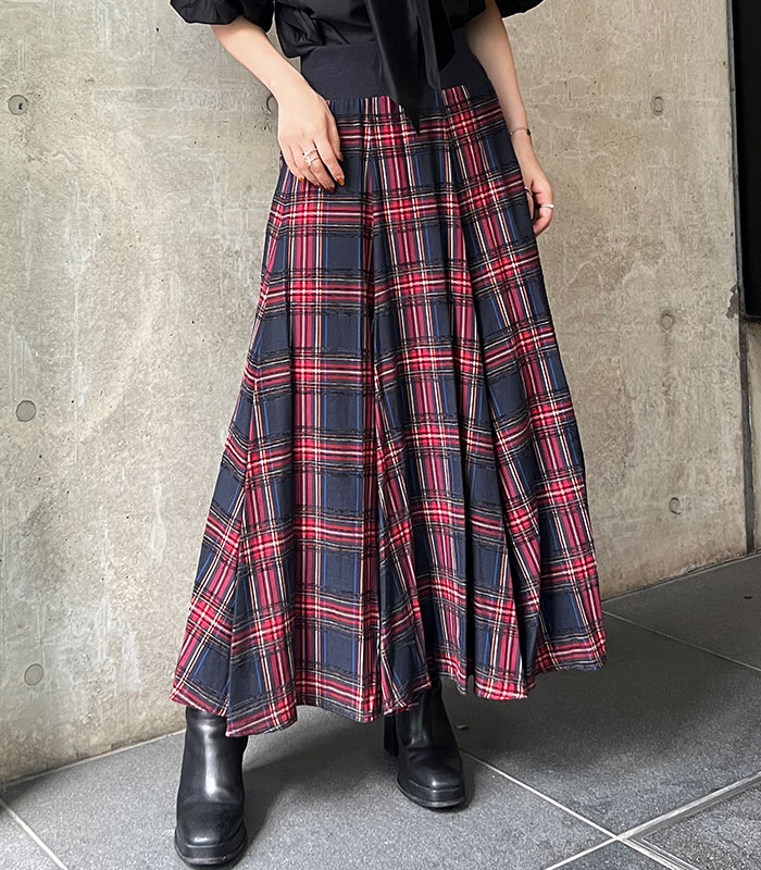 【GALENA】チェック柄フレアロングスカート★70052-2101
