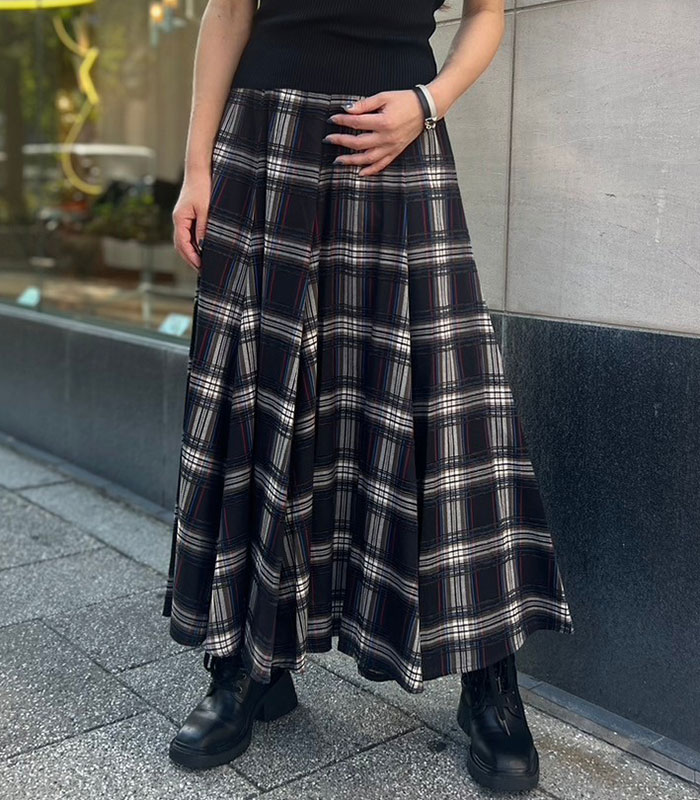 【GALENA】チェック柄フレアロングスカート★70052-2101
