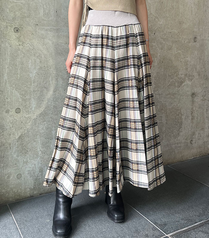 GALENA】チェック柄フレアロングスカート☆70052-2101 | WEAR,スカート