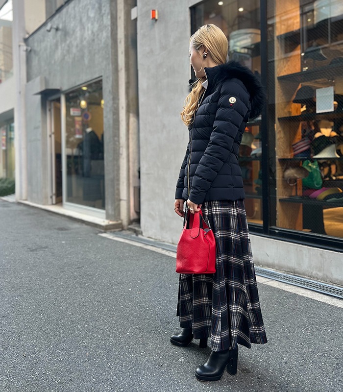 【GALENA】チェック柄フレアロングスカート★70052-2101