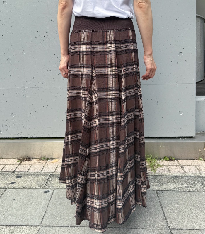 【GALENA】チェック柄フレアロングスカート★70052-2101