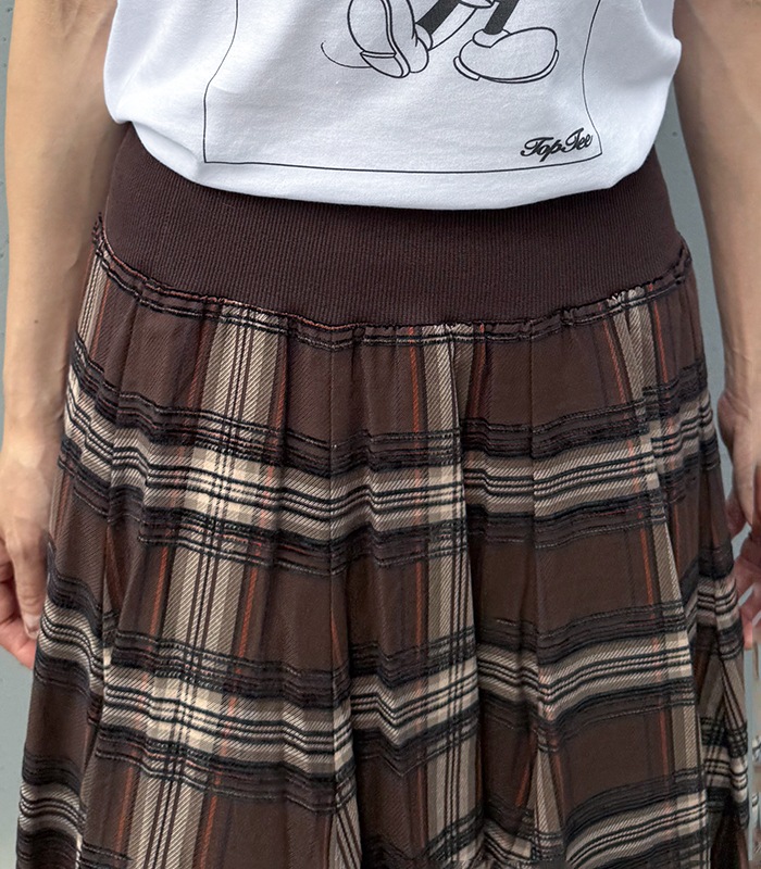 【GALENA】チェック柄フレアロングスカート★70052-2101