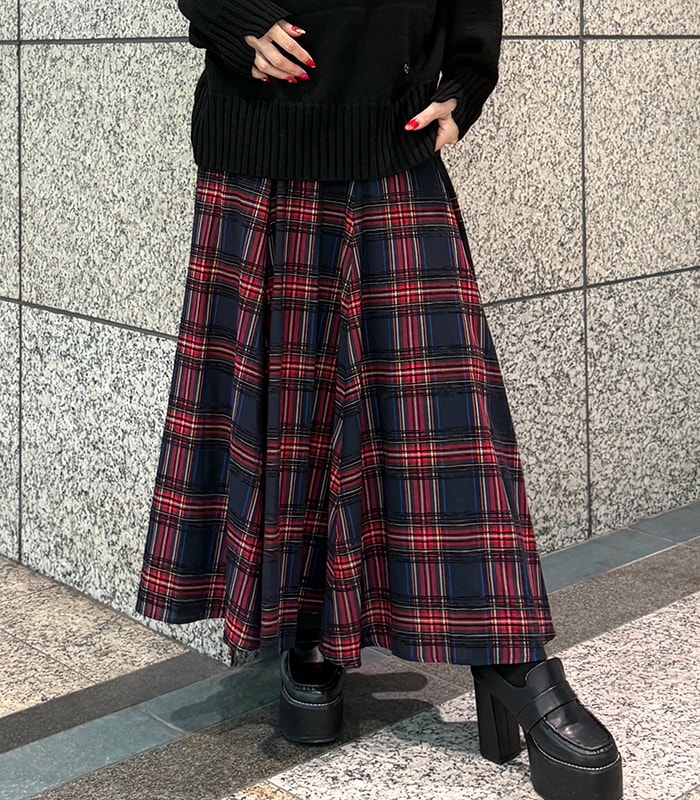 GALENA】チェック柄フレアロングスカート☆70052-2101 | WEAR,スカート