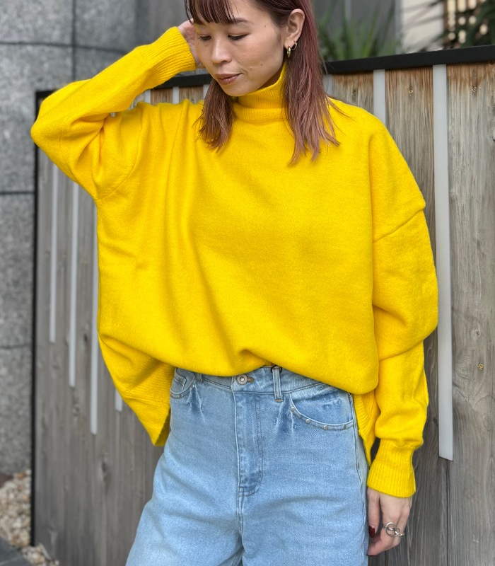 【MICALLE MICALLE】サイドスリットタートルネックプルオーバーニット★M909-550T(MRH113NAD)