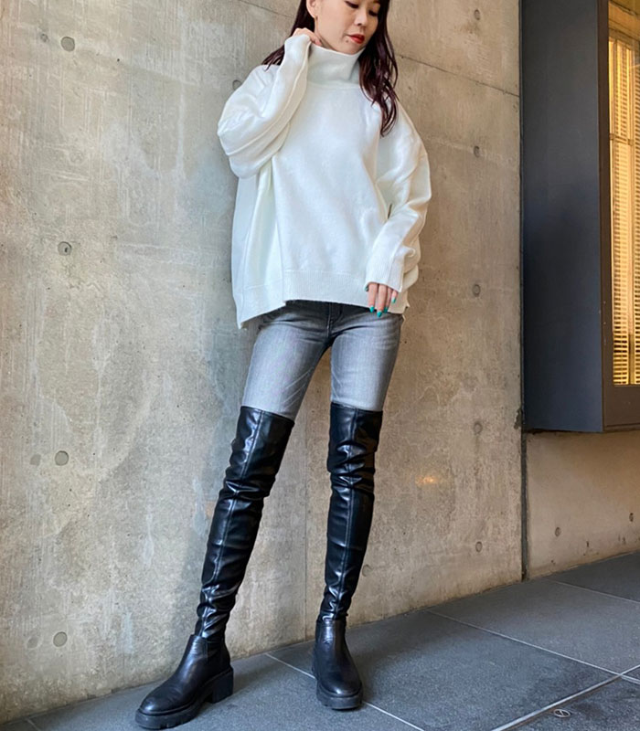 【MICALLE MICALLE】サイドスリットタートルネックプルオーバーニット★M909-550T(MRH113NAD)