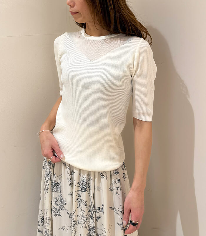 【SALE】【Desert Rose】デコルテメッシュ切替リブニット▼BDKT-62