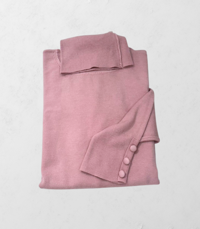 【Rinascimento】袖装飾ボタン付きタートルネックニット★ITRIN12026